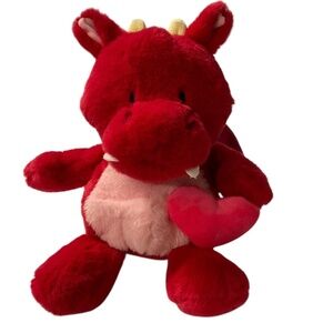 Red Dragon Plush Stuffed Animal with Heart 11”